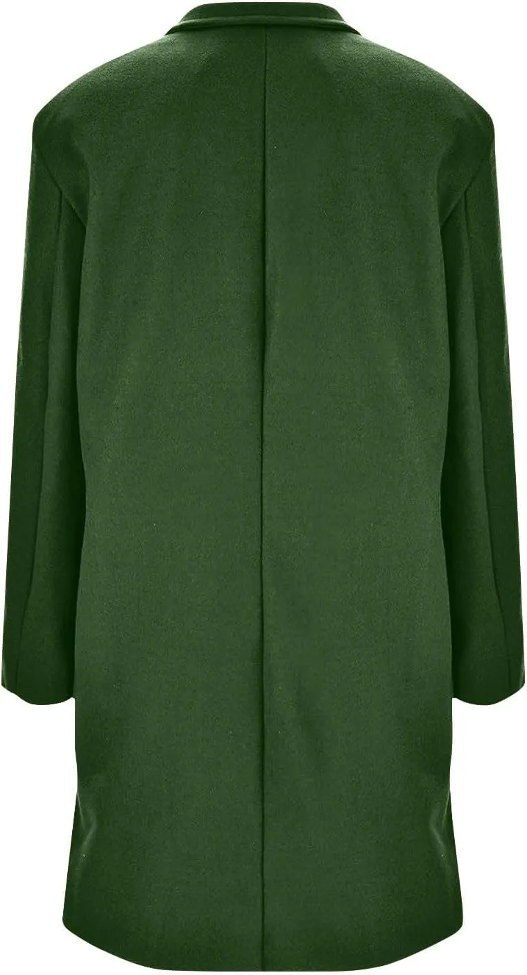 Wool Coats for Women Casual Wool Trench Double Pea Coats Stand Collar Fleece Lined Jacket Outerwear