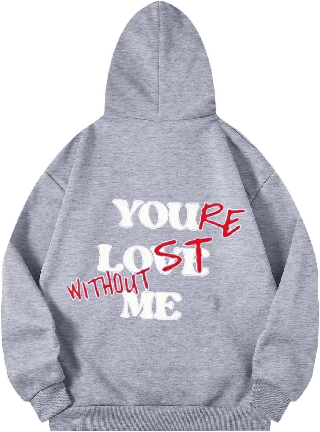 You Love Me Back Letter Print Oversize Hoodies Women Drop Shoulder Long Sleeve Pullover Tops Hooded Fleece Fall Sweatshirts