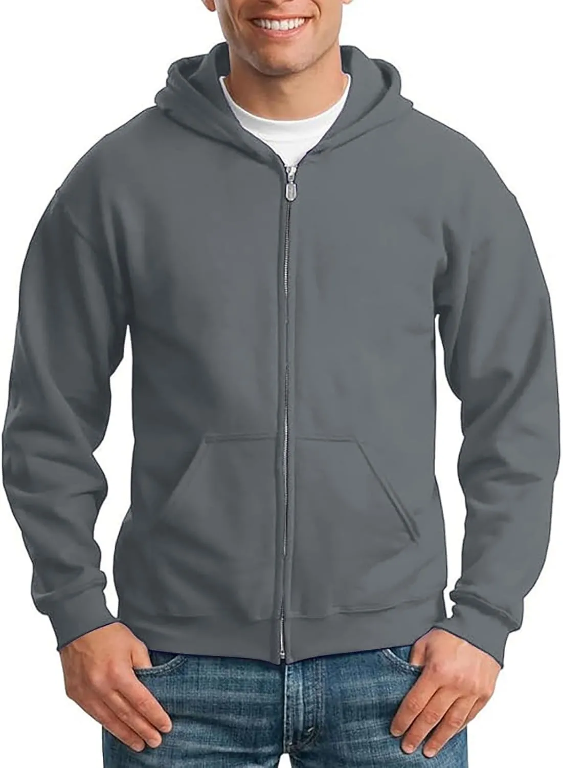 Zip Up Hoodies for Men Long Sleeve Solid Color Jacket with Pockets Hooded Casual Loose Sweatshirts Tops Fall Clothes