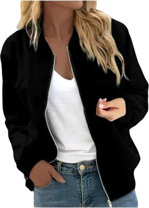 Zip Up Jackets for Women 2024 Trendy Fall Causal Long Sleeve Zipper Coats Lightweight Cute Floral Outerwear Tops