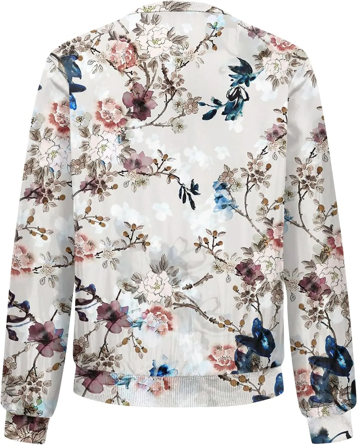 Zip Up Jackets for Women 2024 Trendy Fall Causal Long Sleeve Zipper Coats Lightweight Cute Floral Outerwear Tops