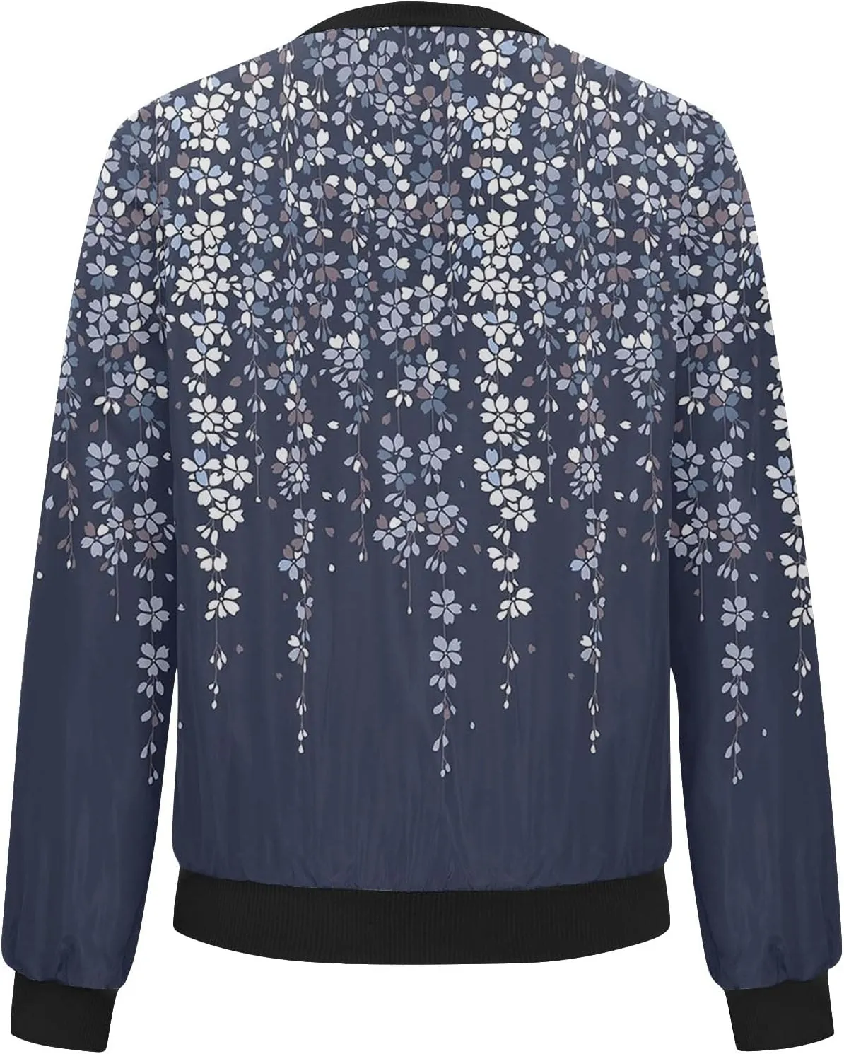 Zip Up Jackets for Women 2024 Trendy Fall Causal Long Sleeve Zipper Coats Lightweight Cute Floral Outerwear Tops