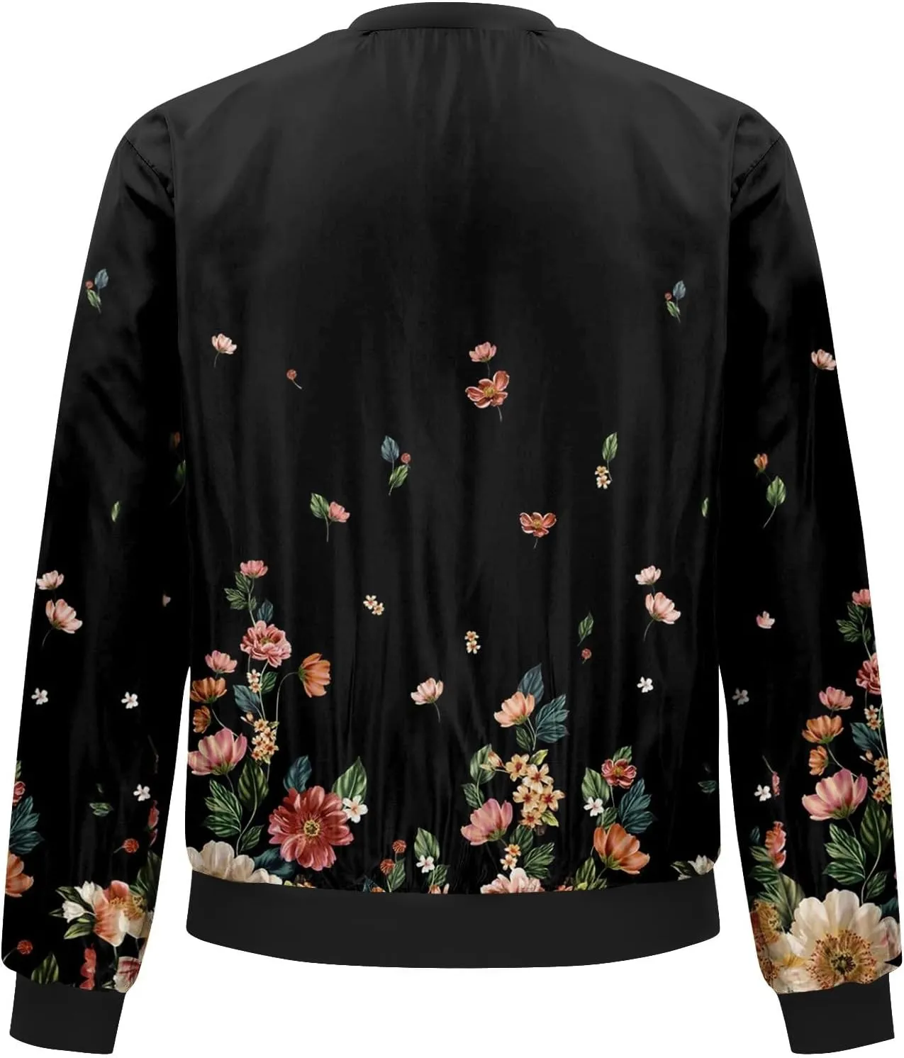 Zip Up Jackets for Women 2024 Trendy Fall Causal Long Sleeve Zipper Coats Lightweight Cute Floral Outerwear Tops