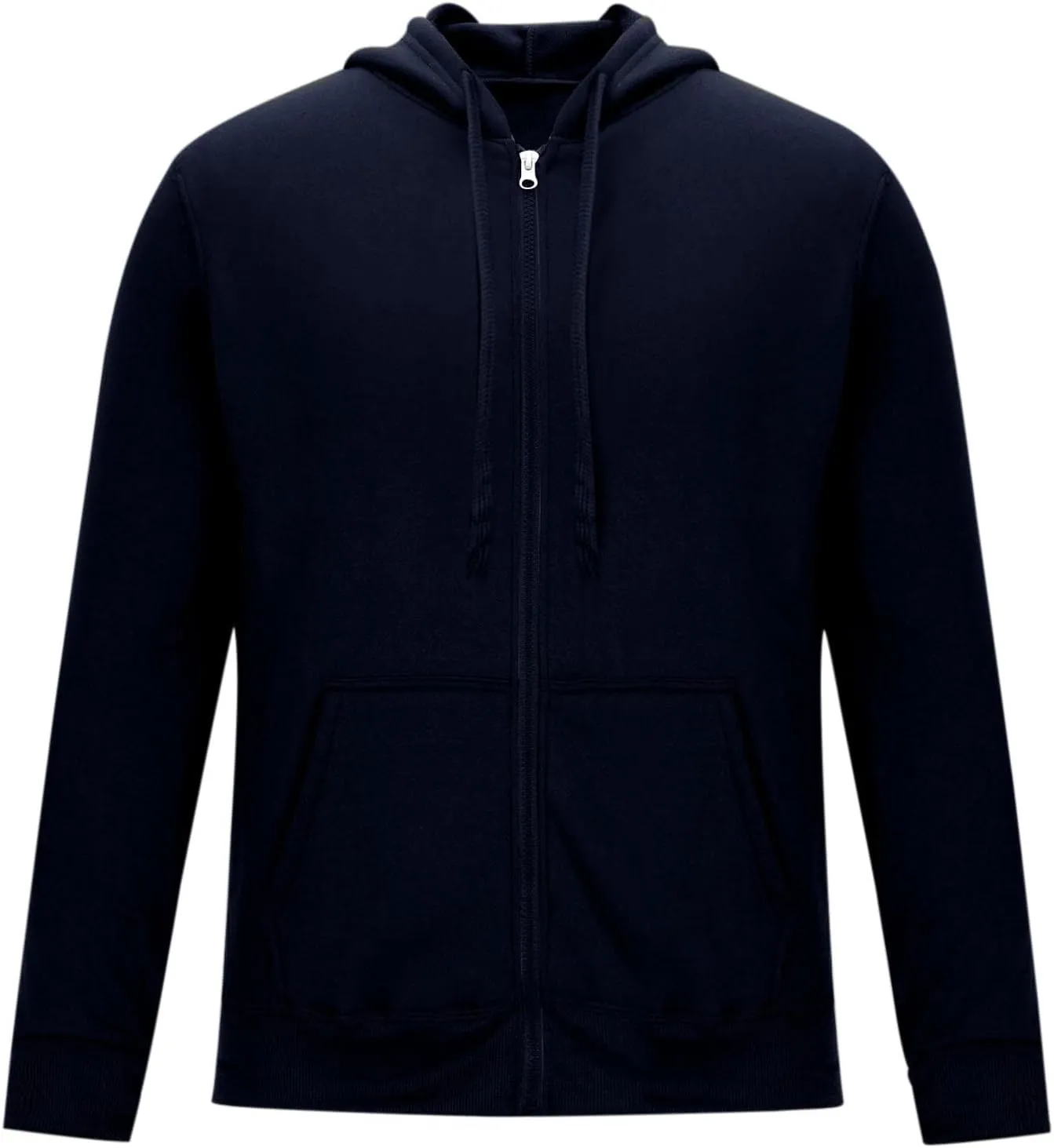 Zipper Sweatshirt Jacket Men Drawstring Long Sleeve Solid Sports Jacket Casual Slim Fit Hooded Coat with Pockets